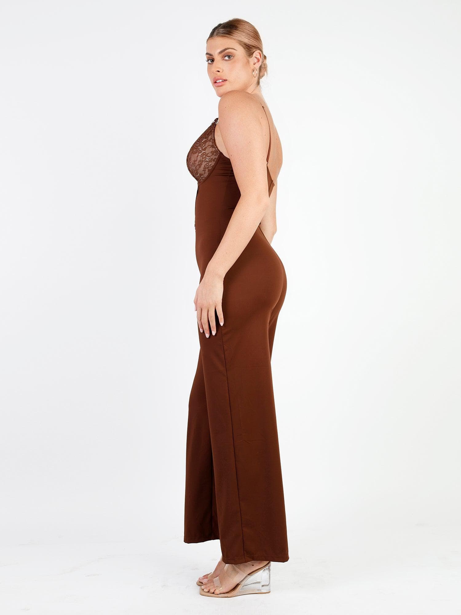Deep V-hole Wide Leg jumpsuit