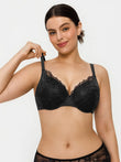 Popilush® Black / 34C Lace Full-Cup Underwire Comfort Support Bra