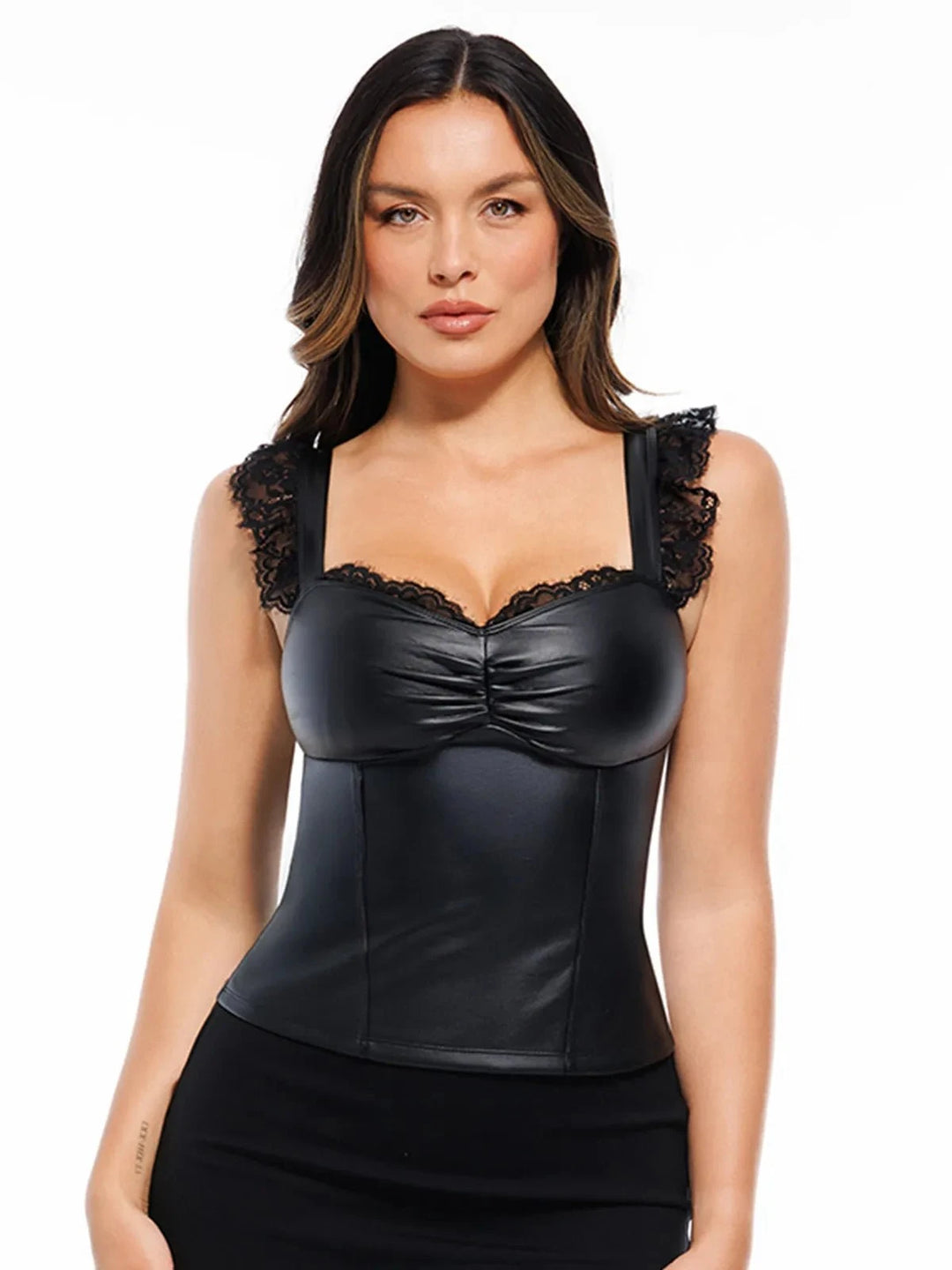 Popilush® Black / XS Lace Trim Sculpting Camisole Top