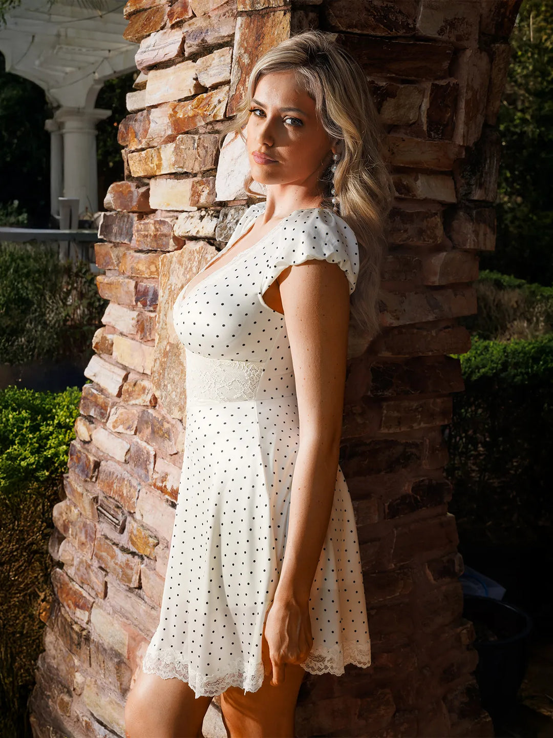 Lace Trim Sculpting Fit & Flare Mini Dress Popilush Lace Trim Sculpting Fit & Flare Mini Dress Popilush