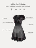 Popilush® Lace Trim Sculpting Fit & Flare Mini Dress