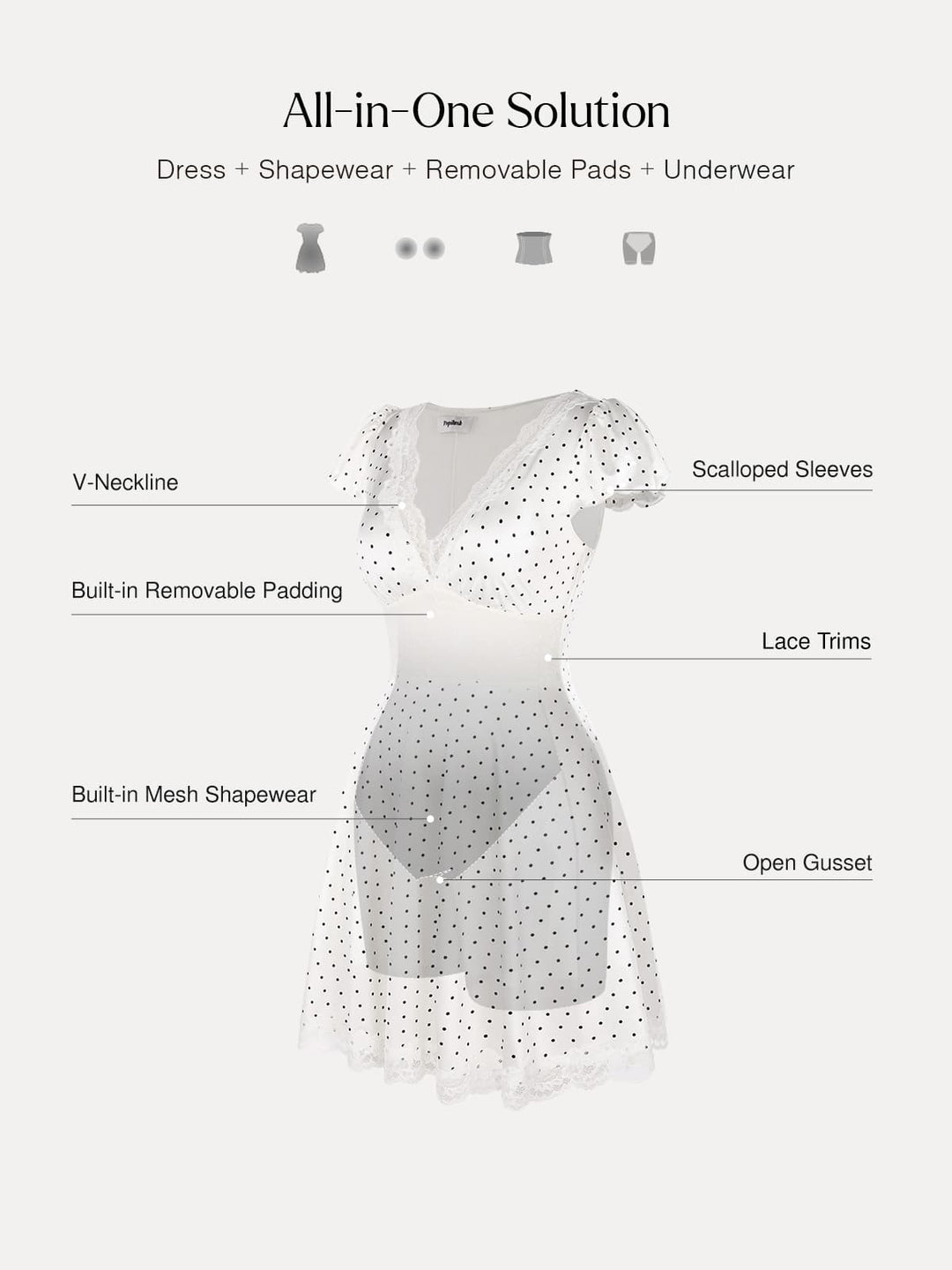 Popilush® Lace Trim Sculpting Fit & Flare Mini Dress