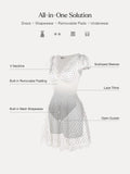 Popilush® Lace Trim Sculpting Fit & Flare Mini Dress