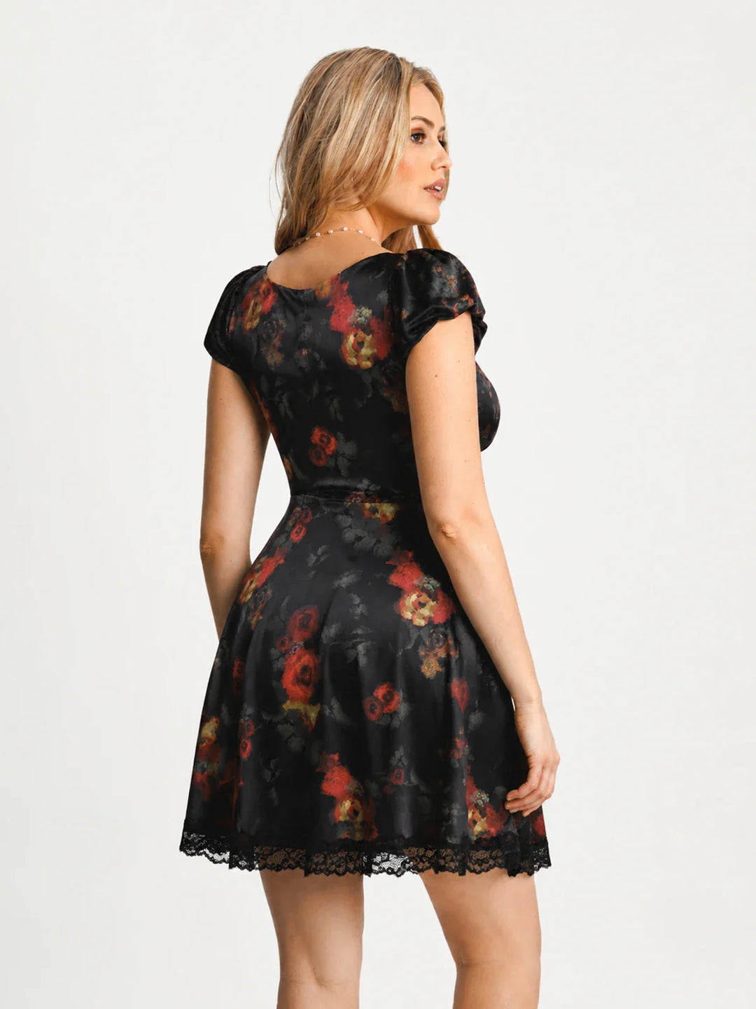 Popilush® Lace Trim Sculpting Fit & Flare Mini Dress