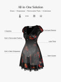 Popilush® Lace Trim Sculpting Fit & Flare Mini Dress