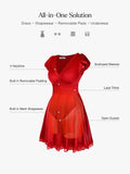 Popilush® Lace Trim Sculpting Fit & Flare Mini Dress
