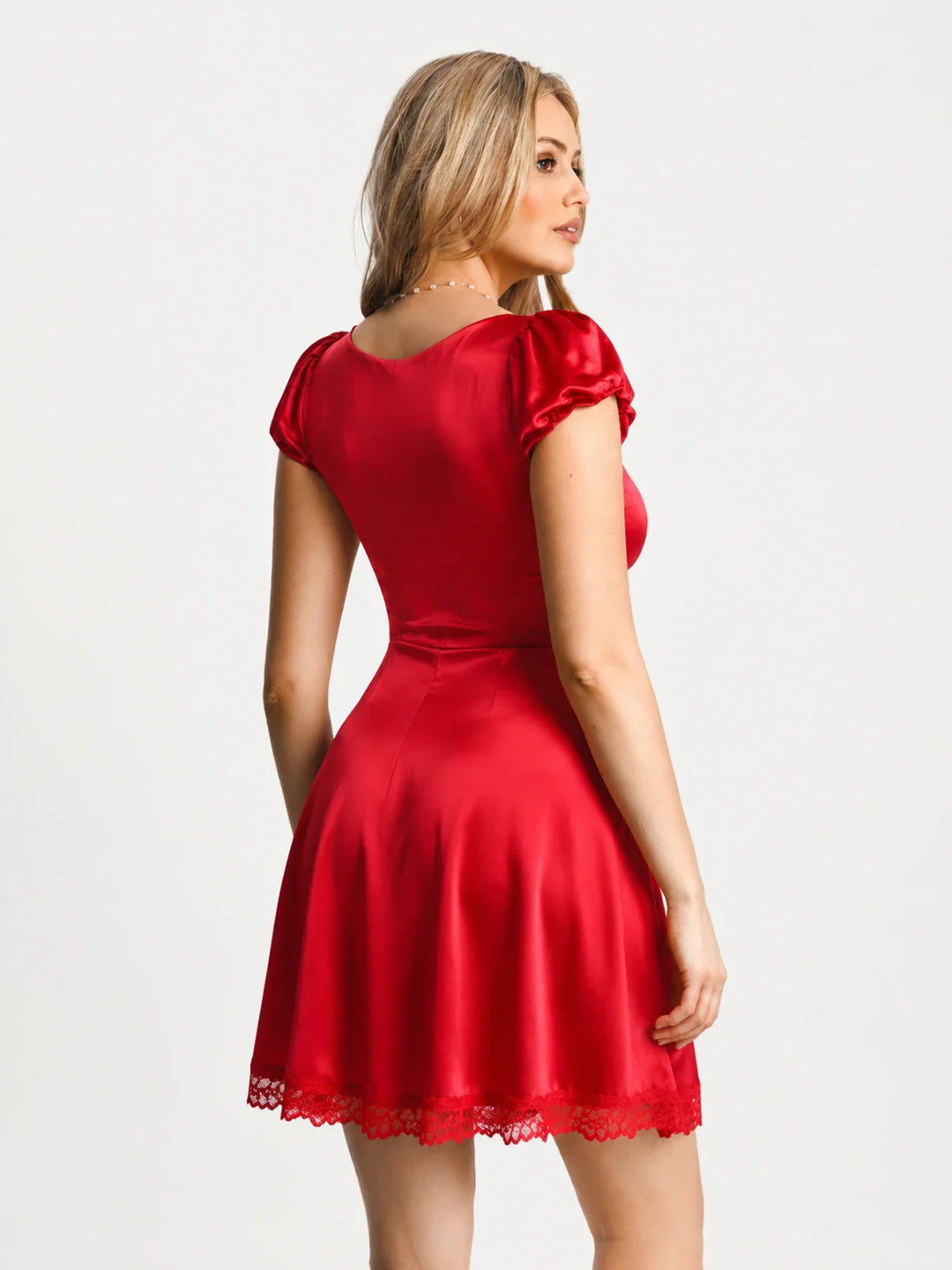 Popilush® Lace Trim Sculpting Fit & Flare Mini Dress
