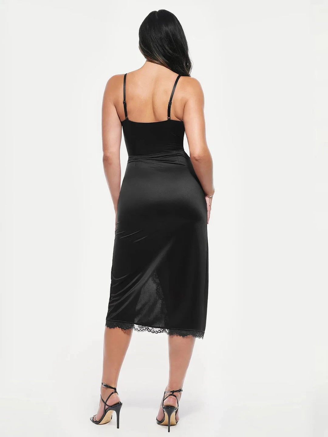 Popilush® Lace Trim Sculpting Floral-print Midi Dress