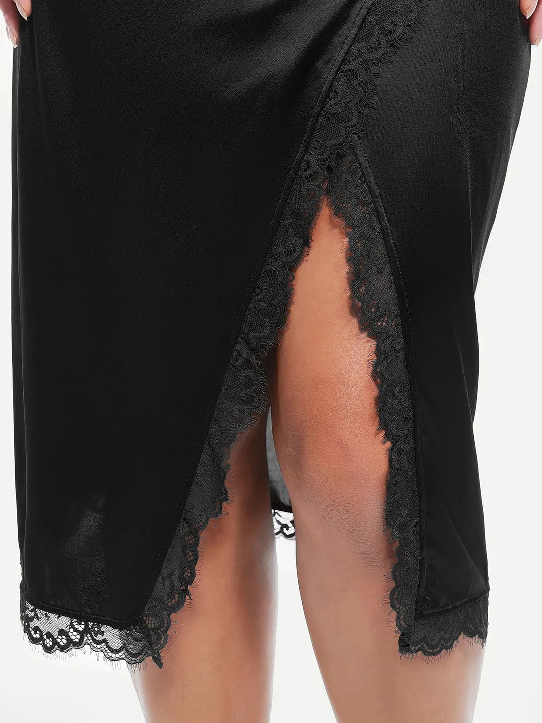 Popilush® Lace Trim Sculpting Floral-print Midi Dress