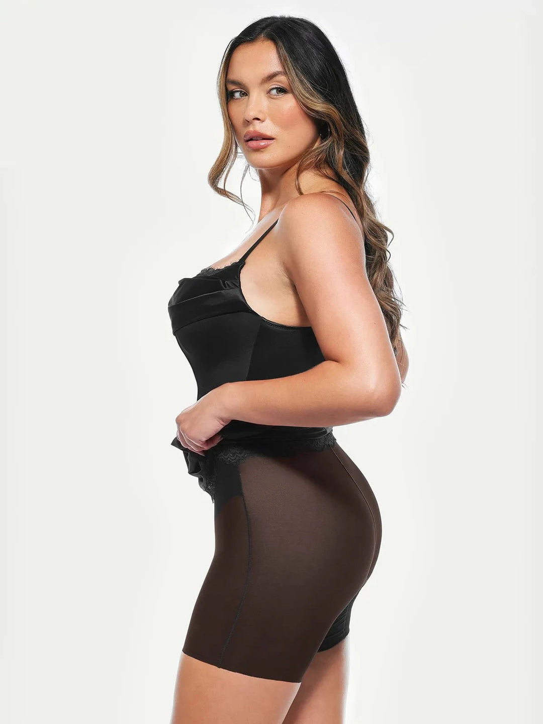 Popilush® Lace Trim Sculpting Floral-print Midi Dress