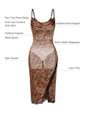 Popilush® Lace Trim Sculpting Floral-Print Midi Dress