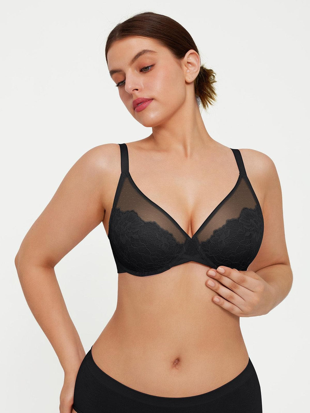 Popilush® Lightweight Underwire Minimizer Lace Mesh Bra