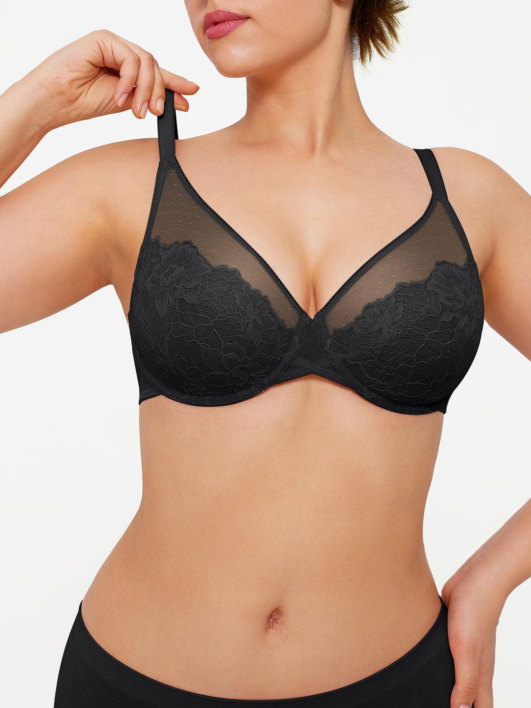 Popilush® Lightweight Underwire Minimizer Lace Mesh Bra