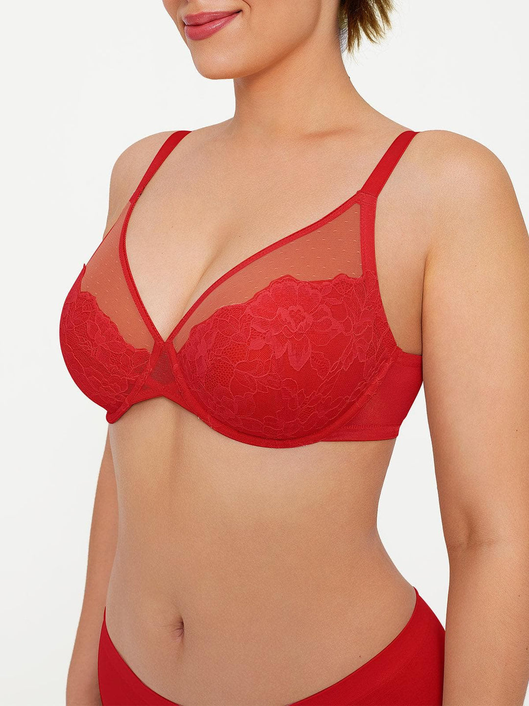 Popilush® Lightweight Underwire Minimizer Lace Mesh Bra