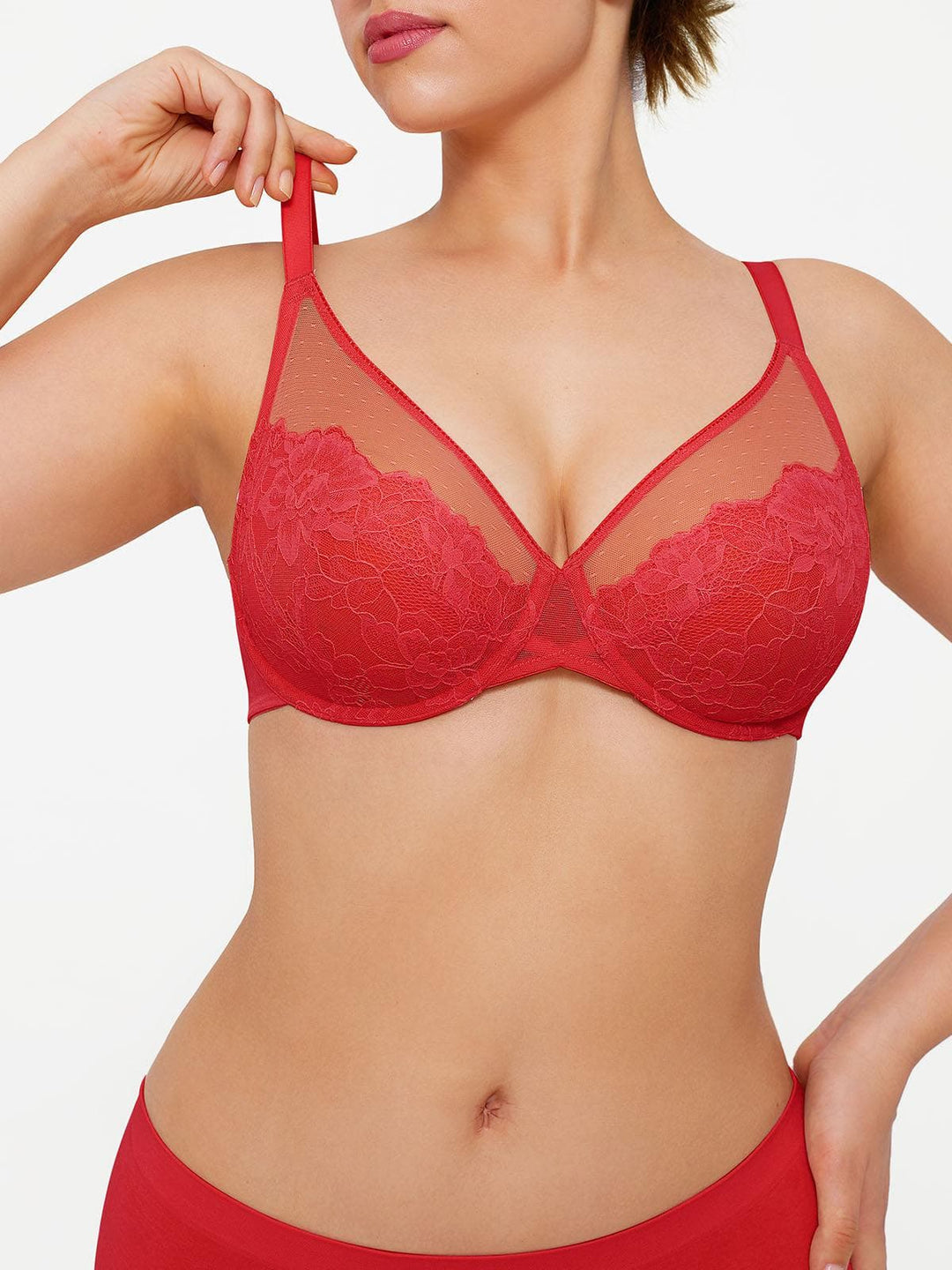 Popilush® Lightweight Underwire Minimizer Lace Mesh Bra