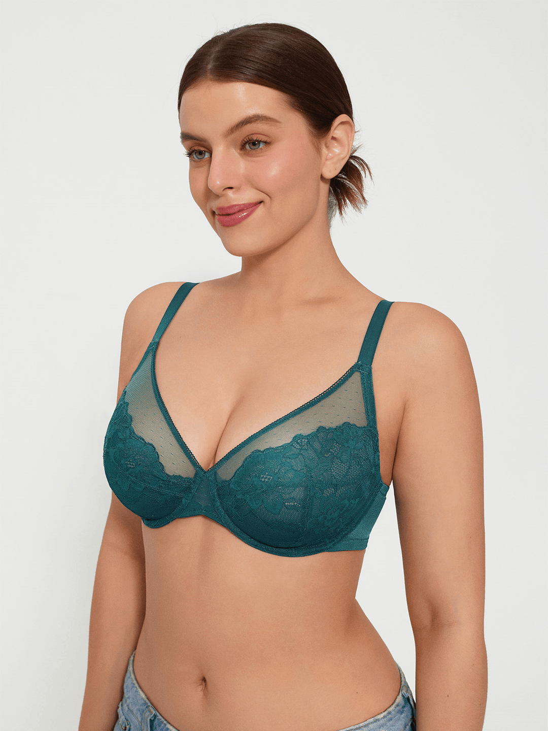Popilush® Lightweight Underwire Minimizer Lace Mesh Bra