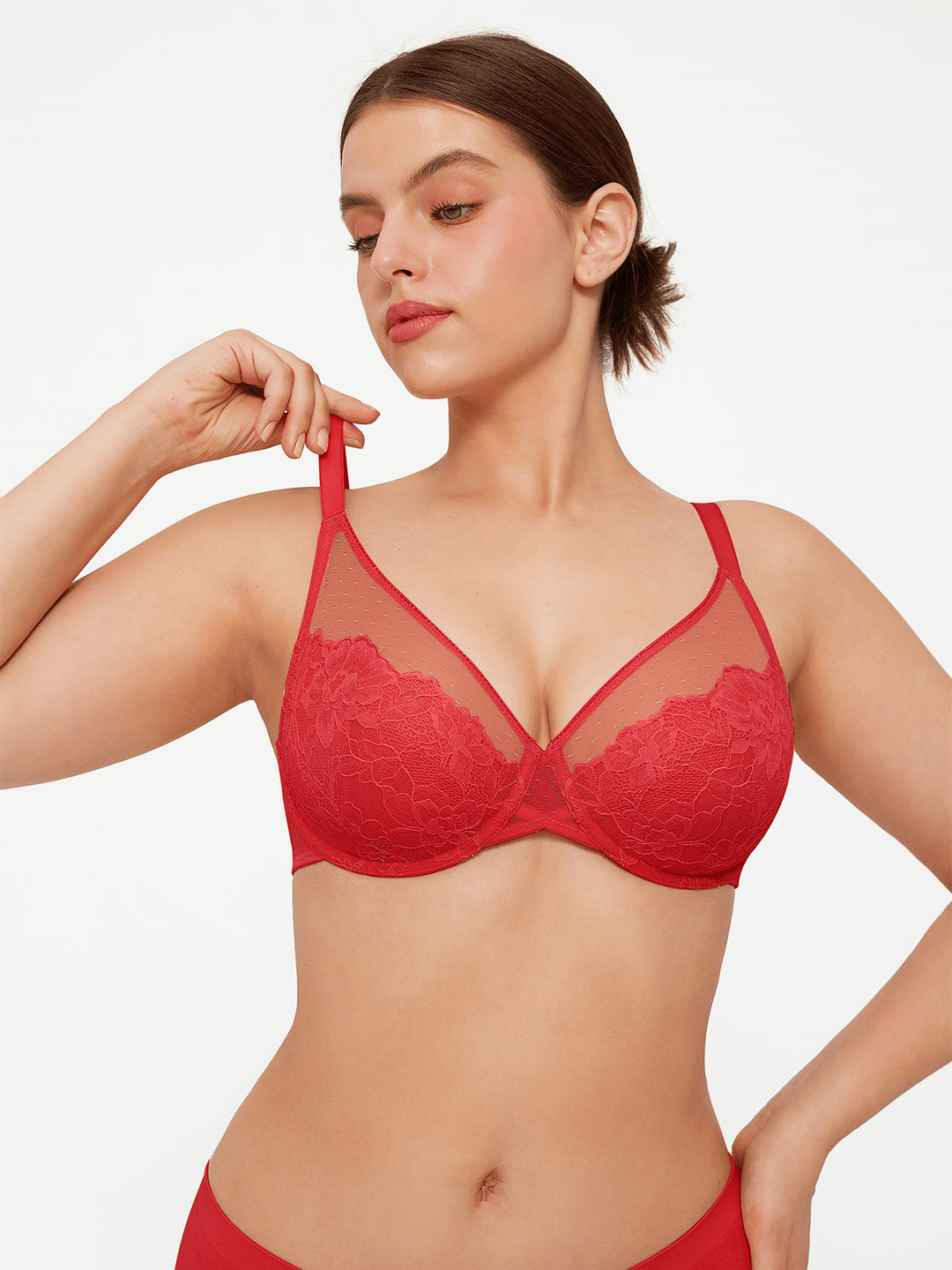 Popilush® Lightweight Underwire Minimizer Lace Mesh Bra