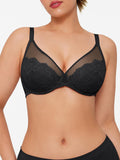 Popilush® Black / 34C Lightweight Underwire Minimizer Lace Mesh Bra