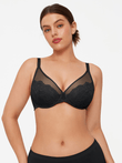 Popilush® Black / 34C Lightweight Underwire Minimizer Lace Mesh Bra