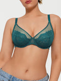 Popilush® Green / 34C Lightweight Underwire Minimizer Lace Mesh Bra
