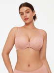 Popilush® Nude Pink / 34C Lightweight Underwire Minimizer Lace Mesh Bra