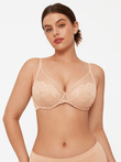 Popilush® Skin / 34C Lightweight Underwire Minimizer Lace Mesh Bra