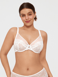 Popilush® White / 34C Lightweight Underwire Minimizer Lace Mesh Bra