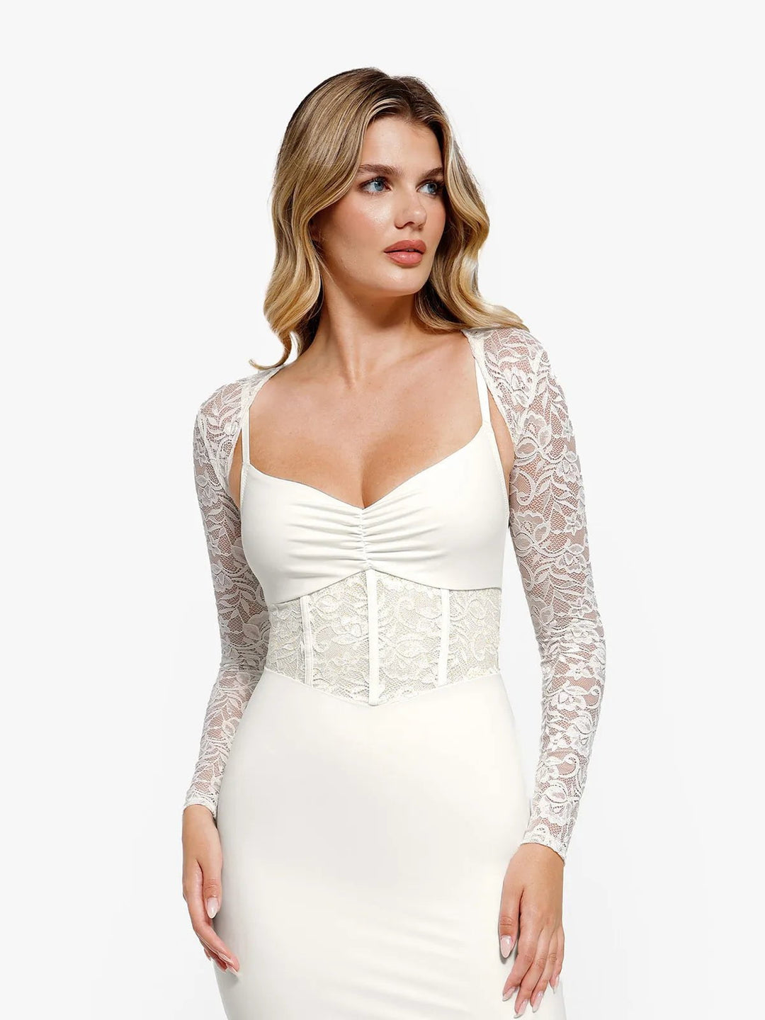 Long Sleeve Lace Shrug | Cropped Capelet, Flared Cuffs Long Sleeve Lace Shrug | Cropped Capelet, Flared Cuffs