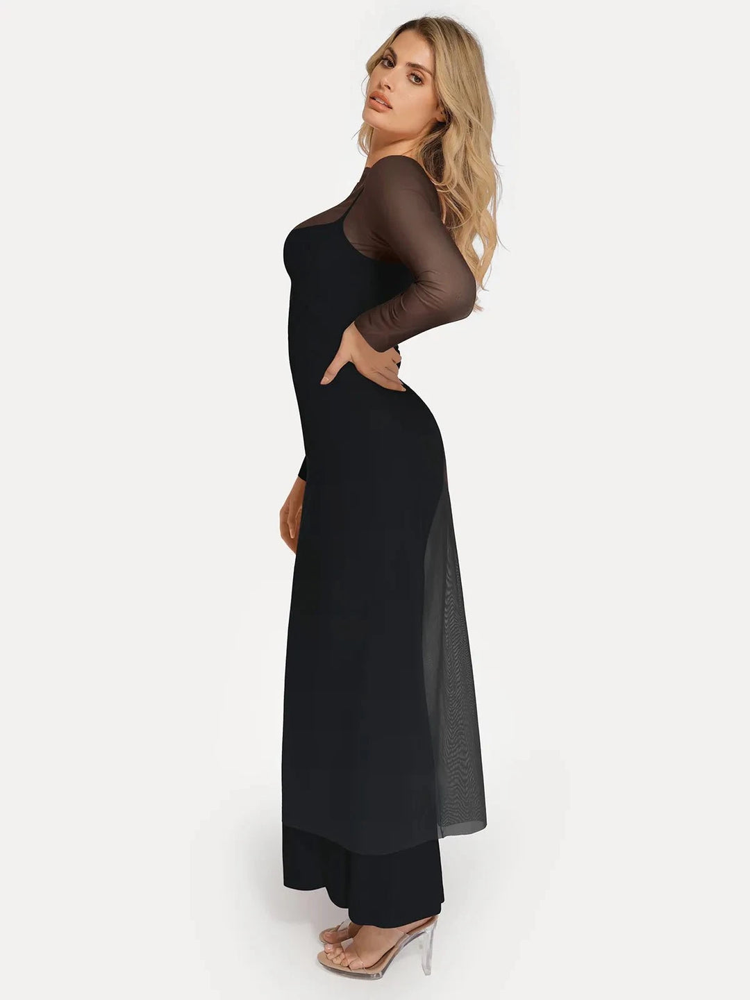Sheer Mesh Maxi Cover-Up | Off-Shoulder Ruched Waist - Popilush Sheer Mesh Maxi Cover-Up | Off-Shoulder Ruched Waist - Popilush