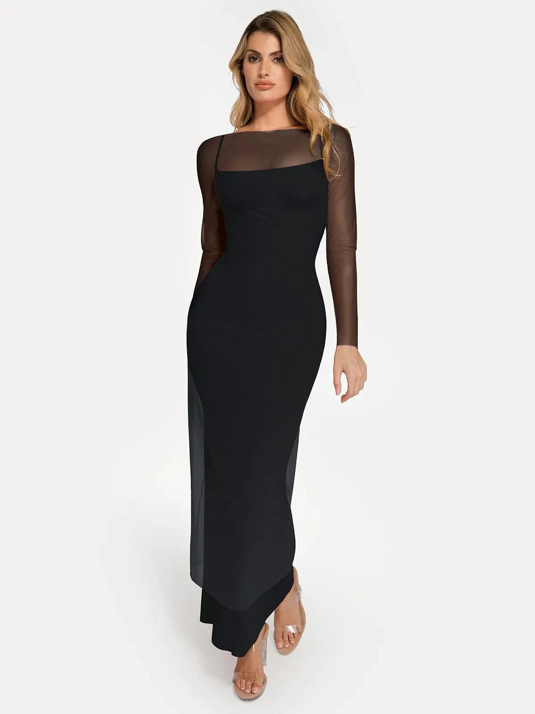 Sheer Mesh Maxi Cover-Up | Off-Shoulder Ruched Waist - Popilush Sheer Mesh Maxi Cover-Up | Off-Shoulder Ruched Waist - Popilush
