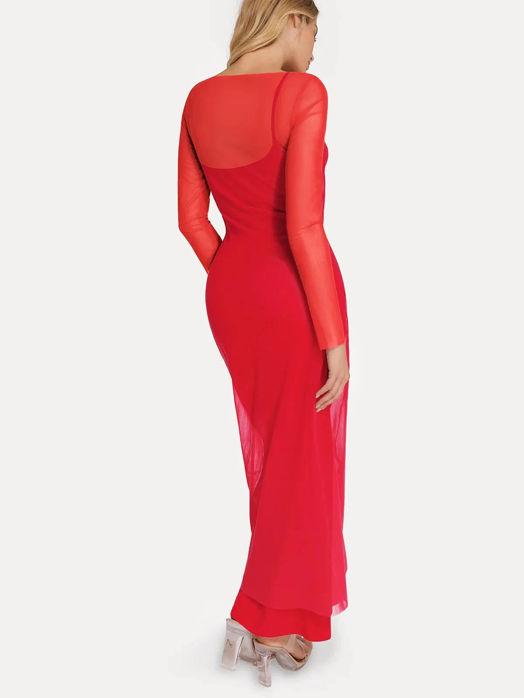 Popilush® Outerwear Long Sleeve Sheer Mesh Maxi Cover-Up