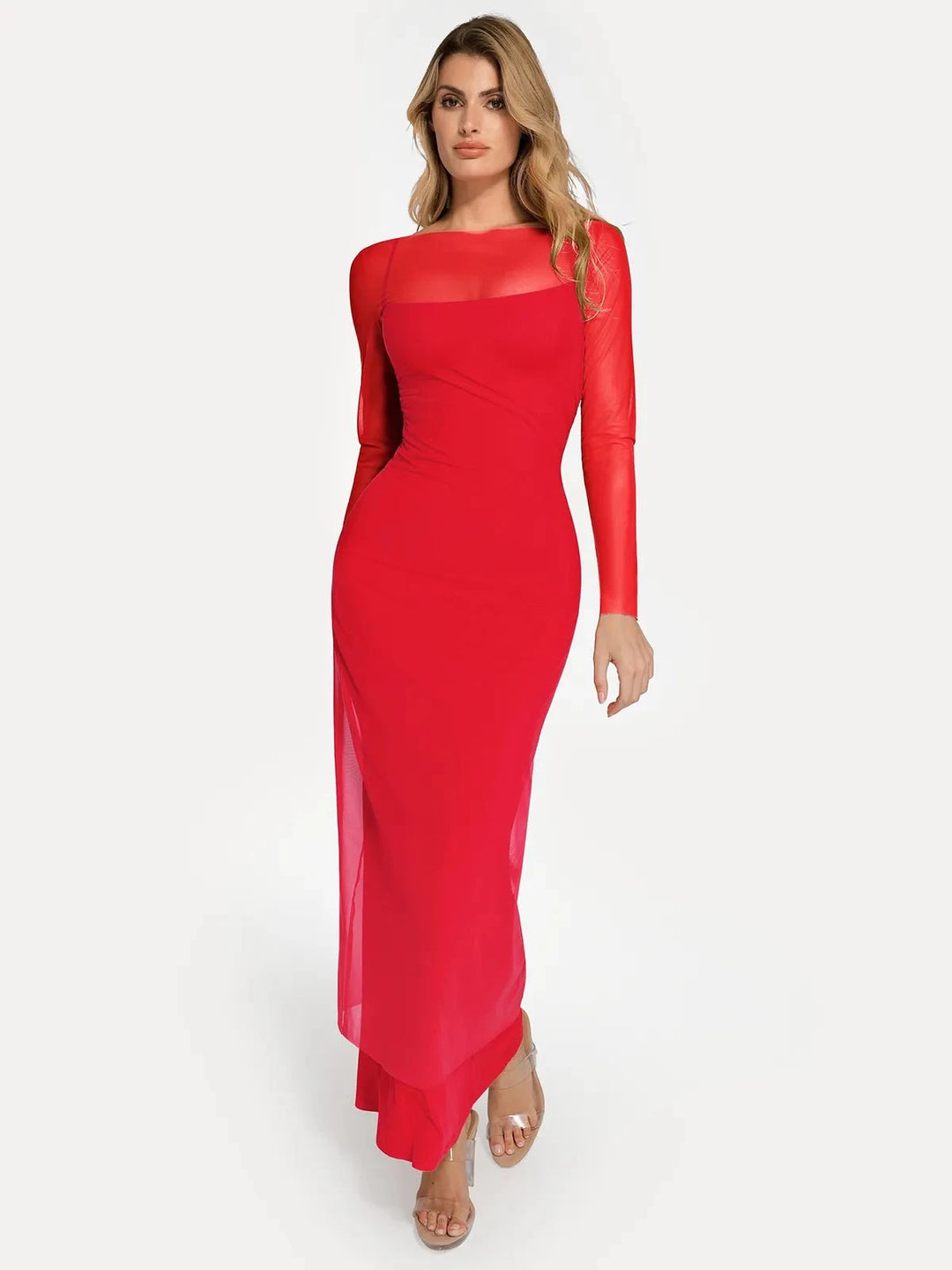 Popilush® Outerwear Long Sleeve Sheer Mesh Maxi Cover-Up