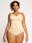 Popilush® low back shapewear thong bodysuit model.