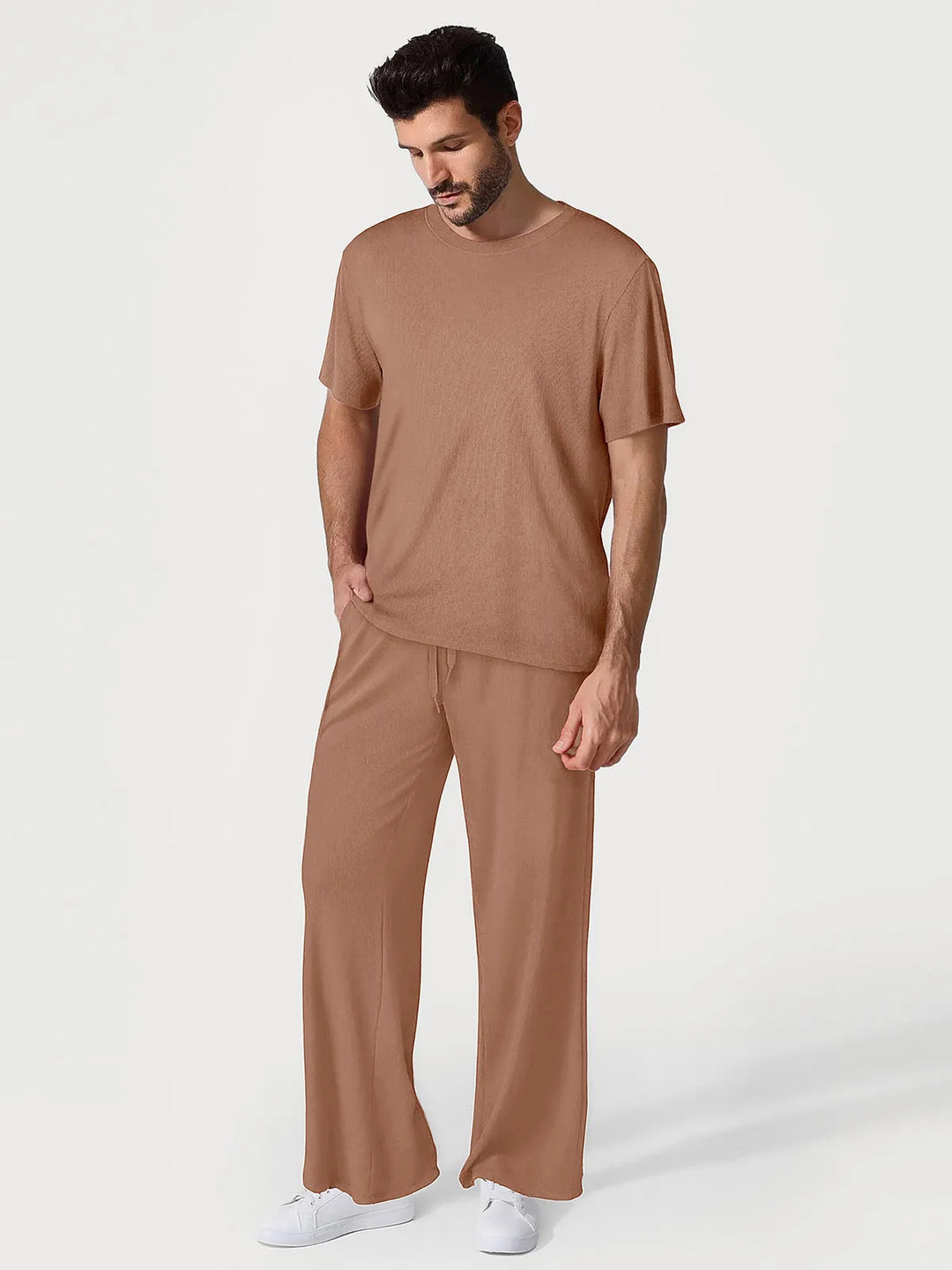 Popilush® Brown / S Men’s Modal Full-Length Lounge Set