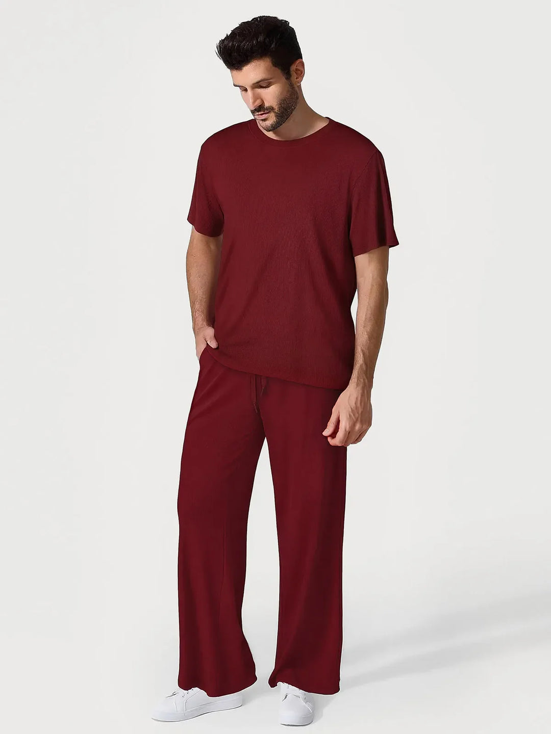 Popilush® Red / S Men’s Modal Full-Length Lounge Set
