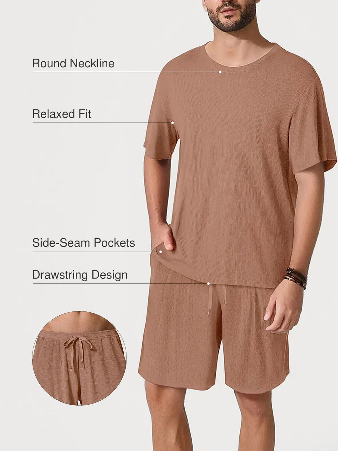 Popilush® Men's Modal Short PJ Set