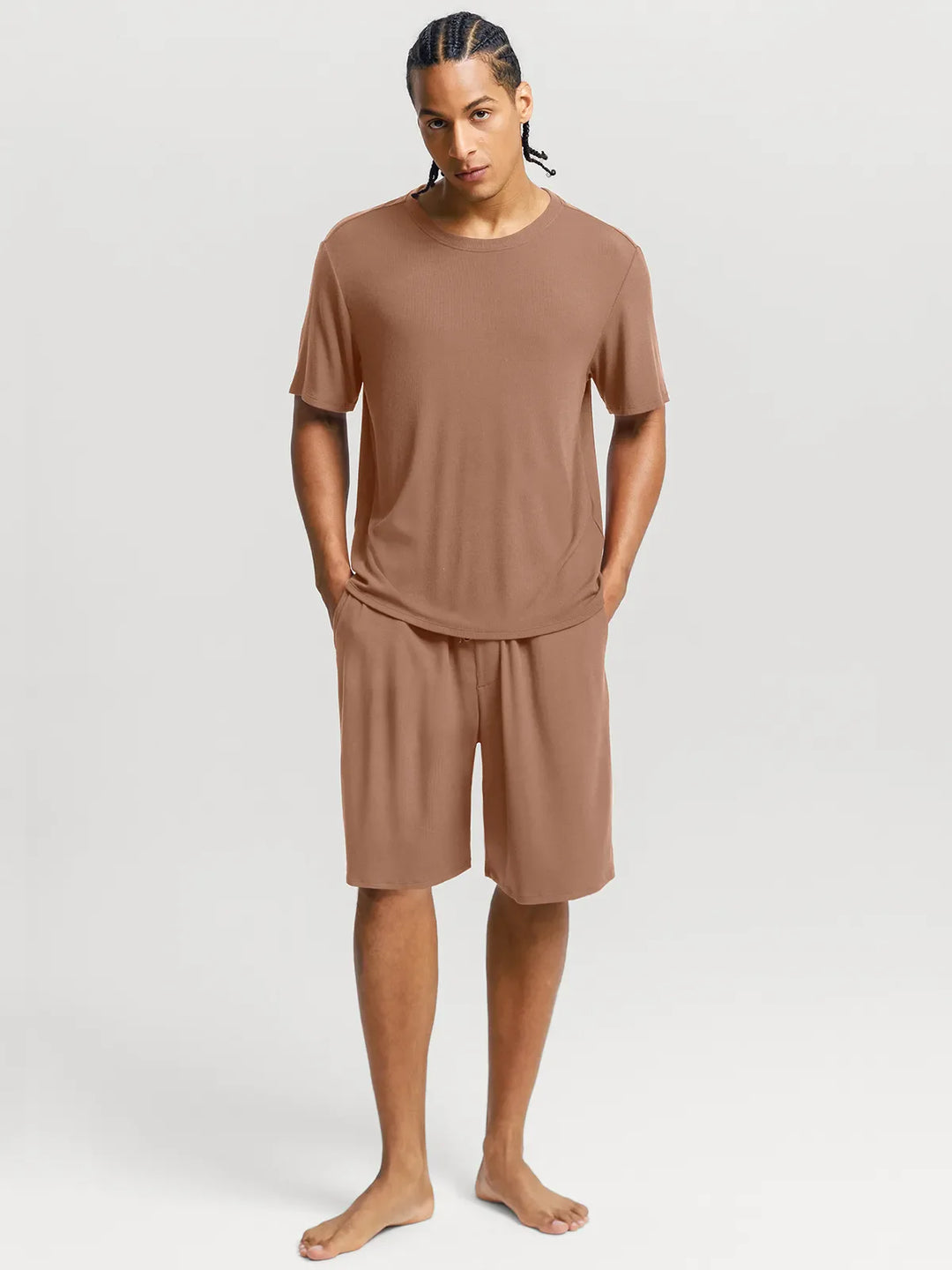 Popilush® Brown / S Men's Modal Short PJ Set