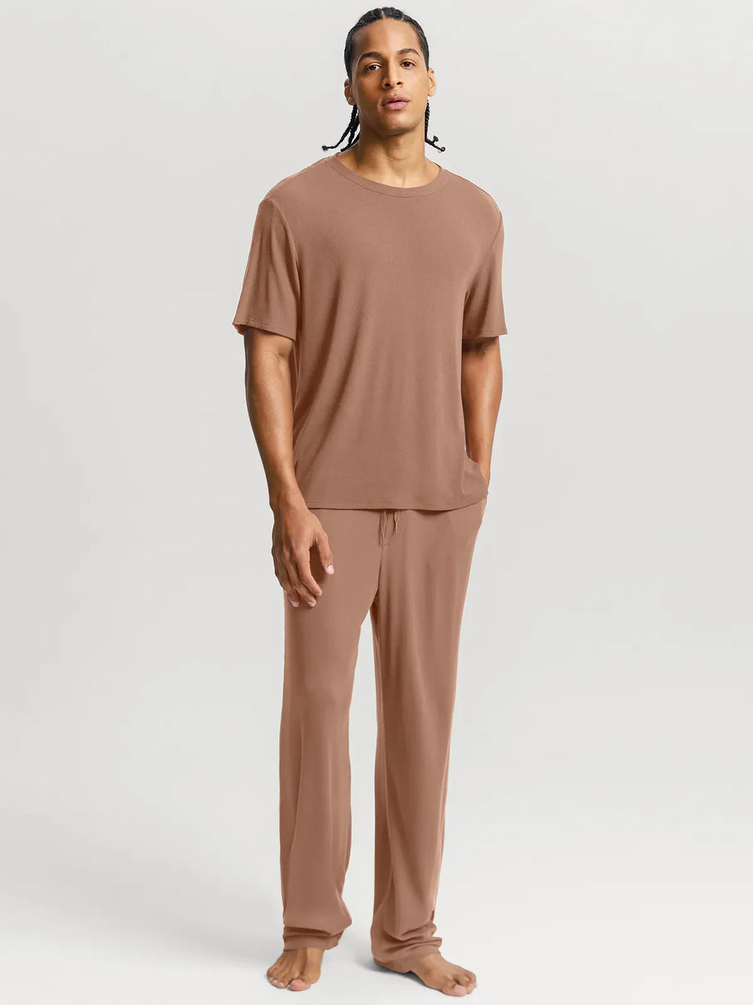 Popilush® Men's Modal Short Sleeve & Pant PJ Set
