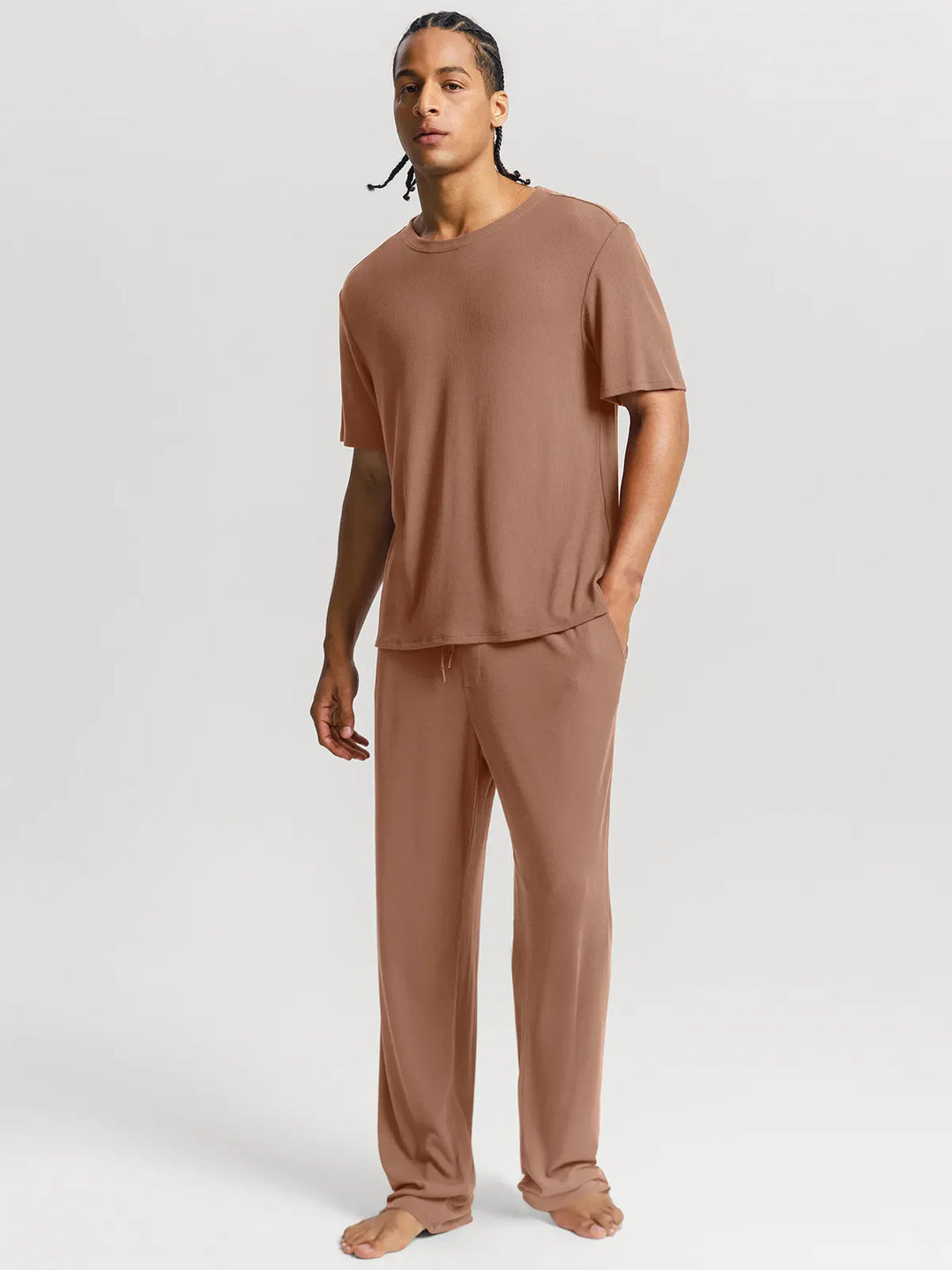 Popilush® Men's Modal Short Sleeve & Pant PJ Set