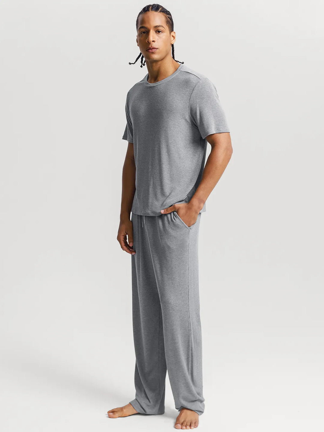 Popilush® Men's Modal Short Sleeve & Pant PJ Set