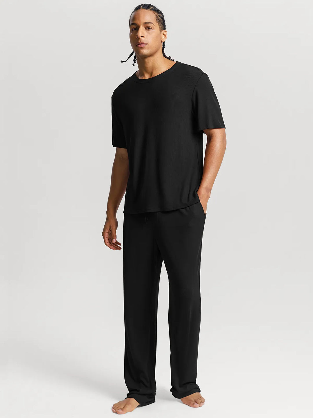 Popilush® Men's Modal Short Sleeve & Pant PJ Set