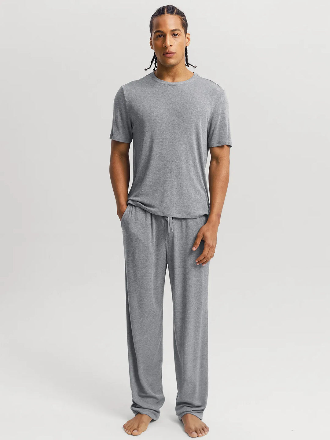 Popilush® Men's Modal Short Sleeve & Pant PJ Set