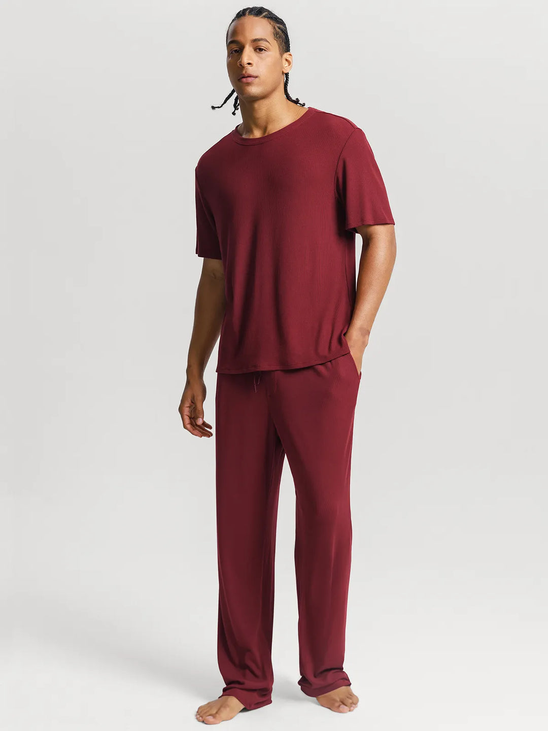 Popilush® Men's Modal Short Sleeve & Pant PJ Set