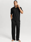 Popilush® Black / S Men's Modal Short Sleeve & Pant PJ Set