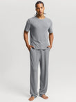 Popilush® Grey / S Men's Modal Short Sleeve & Pant PJ Set