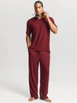 Popilush® Red / S Men's Modal Short Sleeve & Pant PJ Set