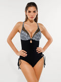 Popilush® Mesh Inset Tie-Side Sculpting One-Piece Swimsuit