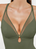 Popilush® Mesh Inset Tie-Side Sculpting One-Piece Swimsuit