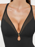 Popilush® Mesh Inset Tie-Side Sculpting One-Piece Swimsuit