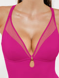 Popilush® Mesh Inset Tie-Side Sculpting One-Piece Swimsuit